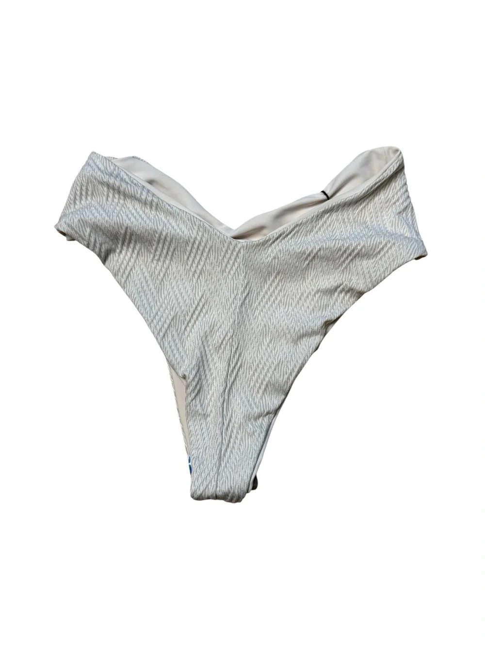 Skatie Cream with Gold Textured Thong Bikini Bottom Cheeky Size Small NWT